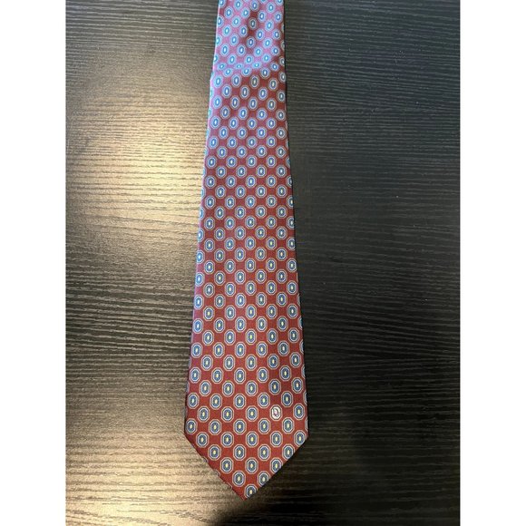 Christian Dior Red & Blue Italian Silk Geometric Vintage Men's Tie - Picture 2 of 7